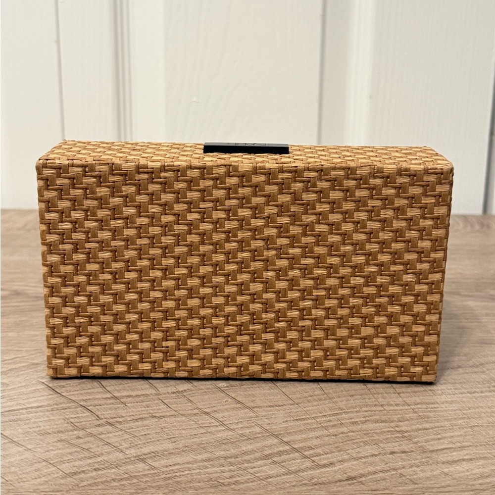 Nars Tan Woven Raffia Wicker Straw Cosmetic Makeup Clutch Purse Case NEW